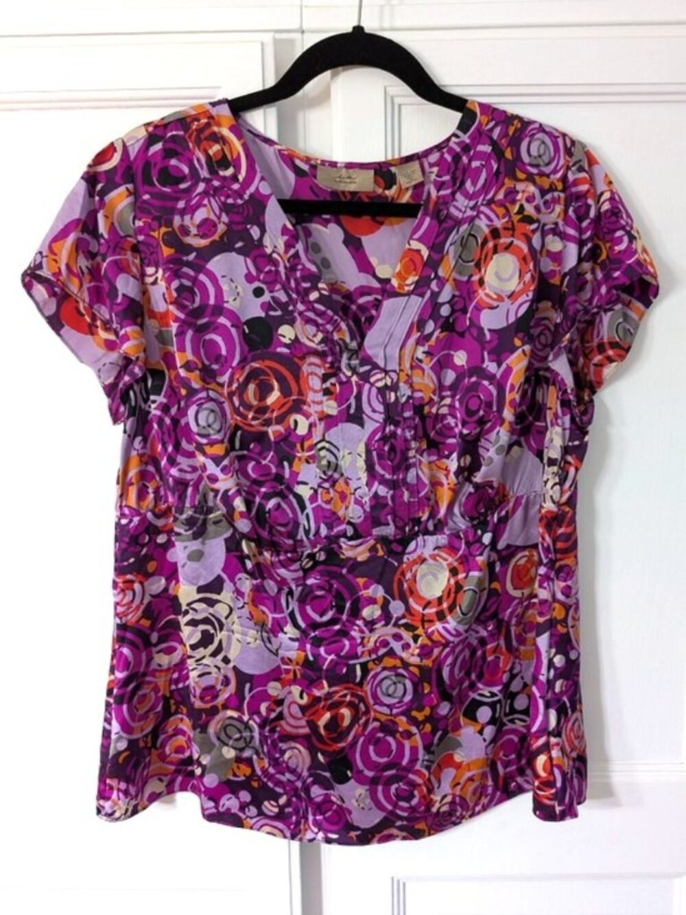 i.e. 100% Silk Multicolor Short Sleeve Top Size 1X